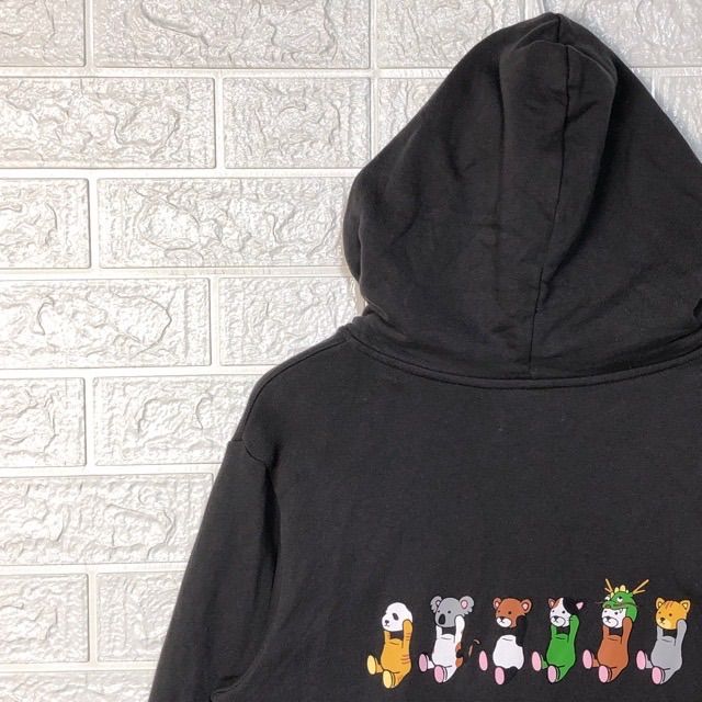 graniph　パーカー　グレー　コントロールベア　アニマル刺繍　ダブルジップ