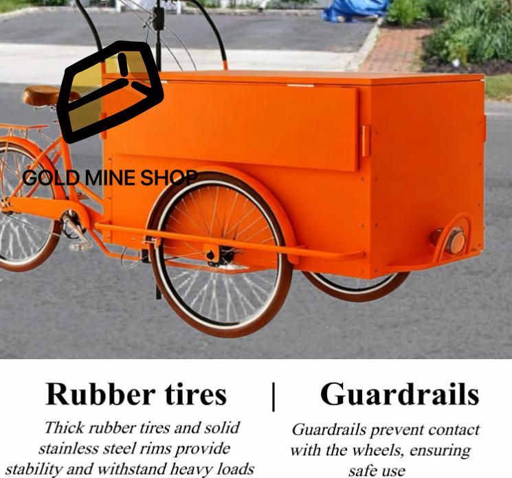 傘付きモバイルフードコーヒーカート フロントローディングペダルアシストフードバイク