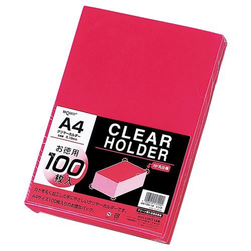 まとめ買い リヒトラブ クリヤーホルダー100枚 A4 ピンク G6100-18 ×3セット
