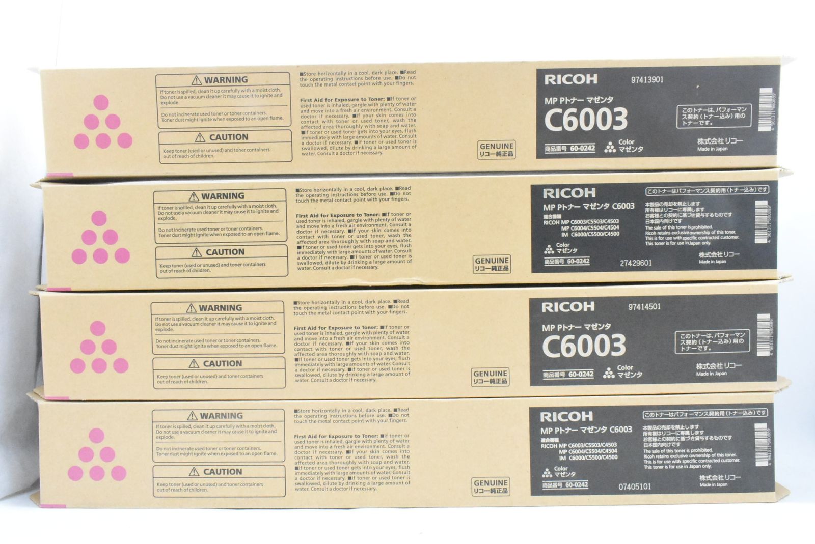 動作済 ♥ リコー 純正 トナー C6003 4色10本 シアン マゼンタ イエロー ブラック 廃トナーボトル付き RICOH ITBXLFI5U4VM-D-N16-byebye