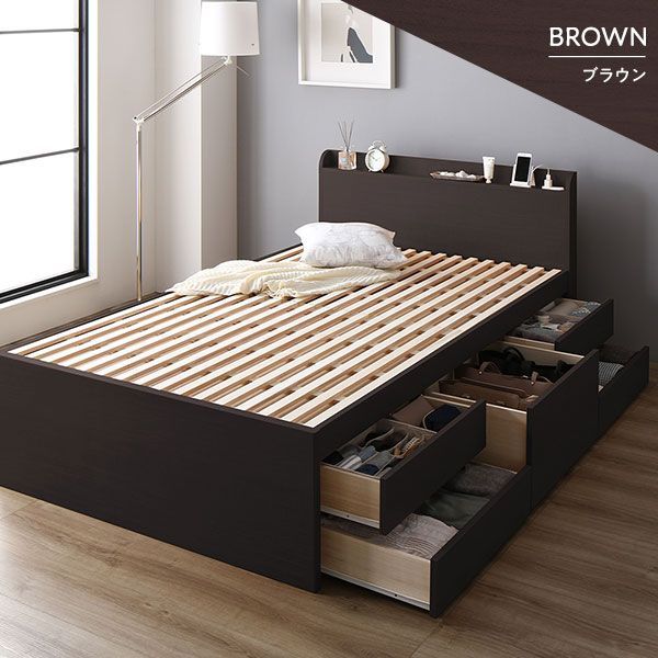 組立設置サービス付き〕 収納 ベッド 通常丈 セミダブル 跳ね上げ式 縦