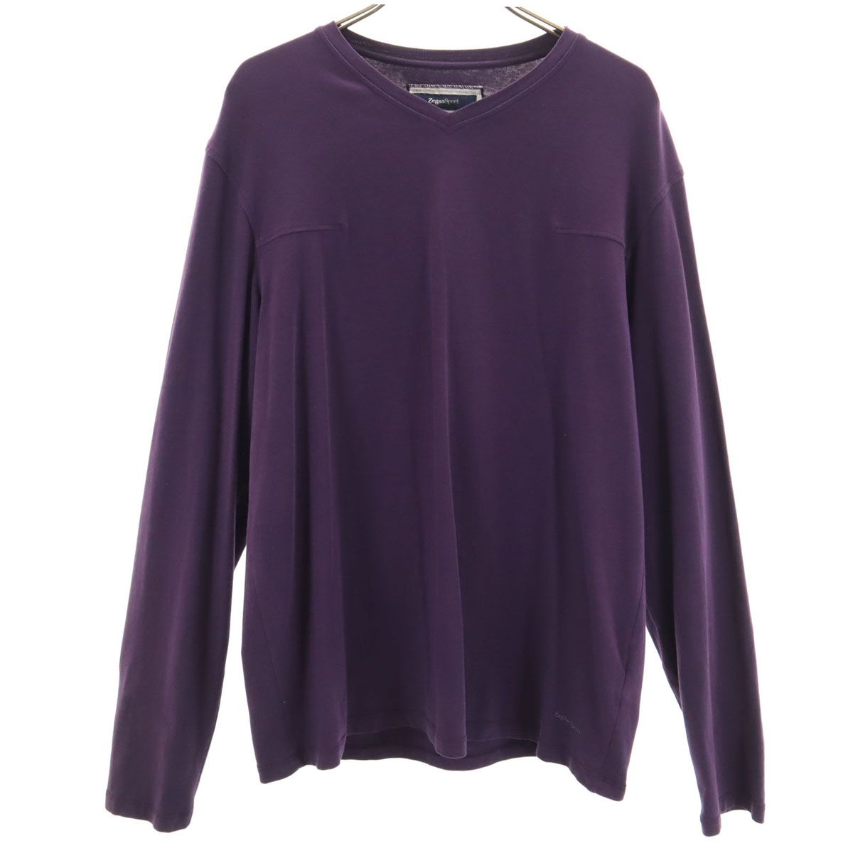 Zegna Sport ゼニアスポーツ 長袖 Vネック ストレッチ Tシャツ パープル カットソー メンズ 古着