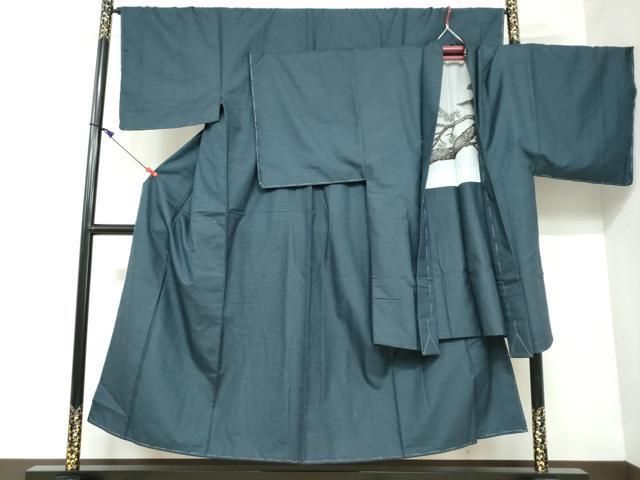平和屋着物●男性 紬 アンサンブル 長羽織 110亀甲 総詰め 正絹 DAAW5753ud