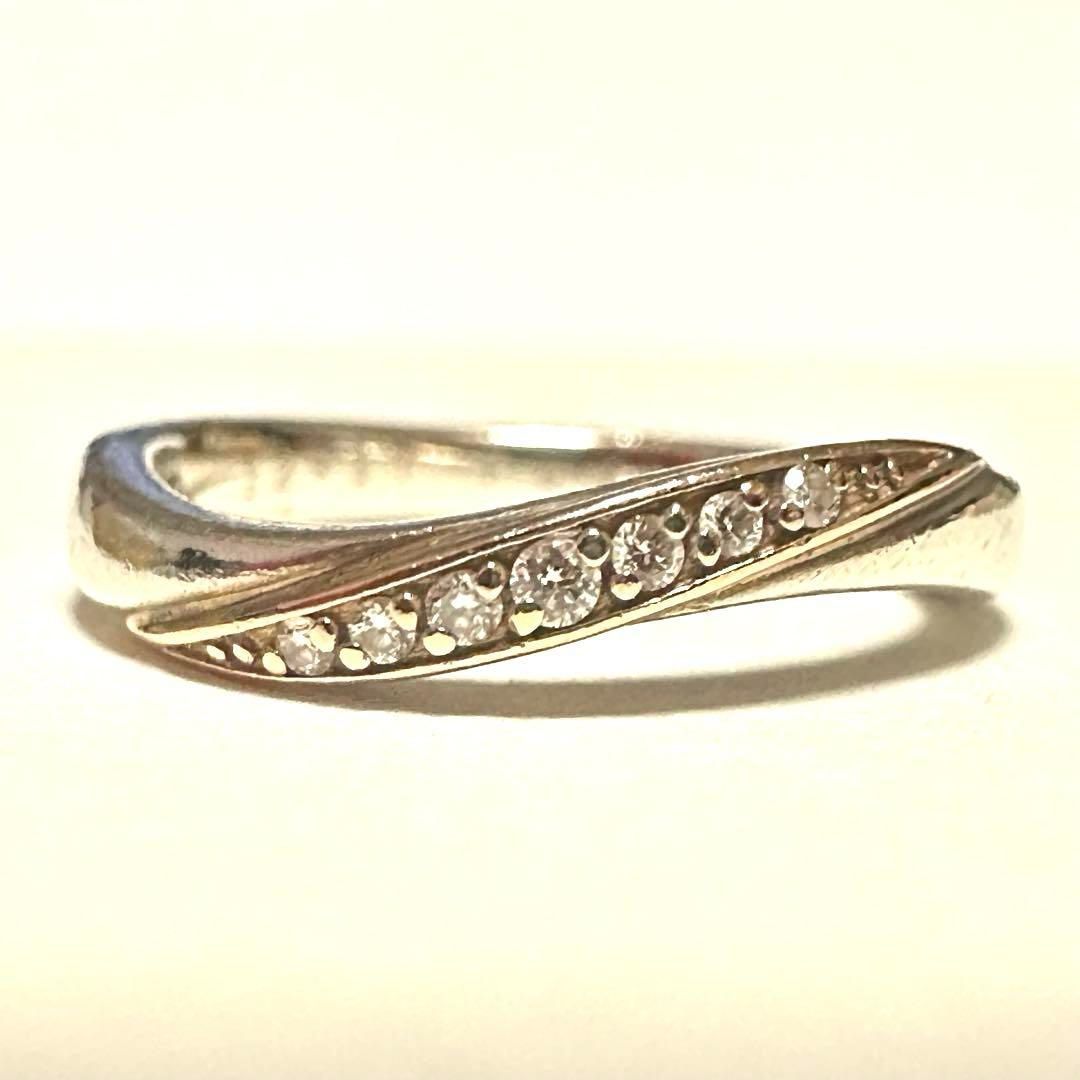 ヨンドシー 4℃ 指輪 リング SV K10 ダイヤモンド ゴールド 8号