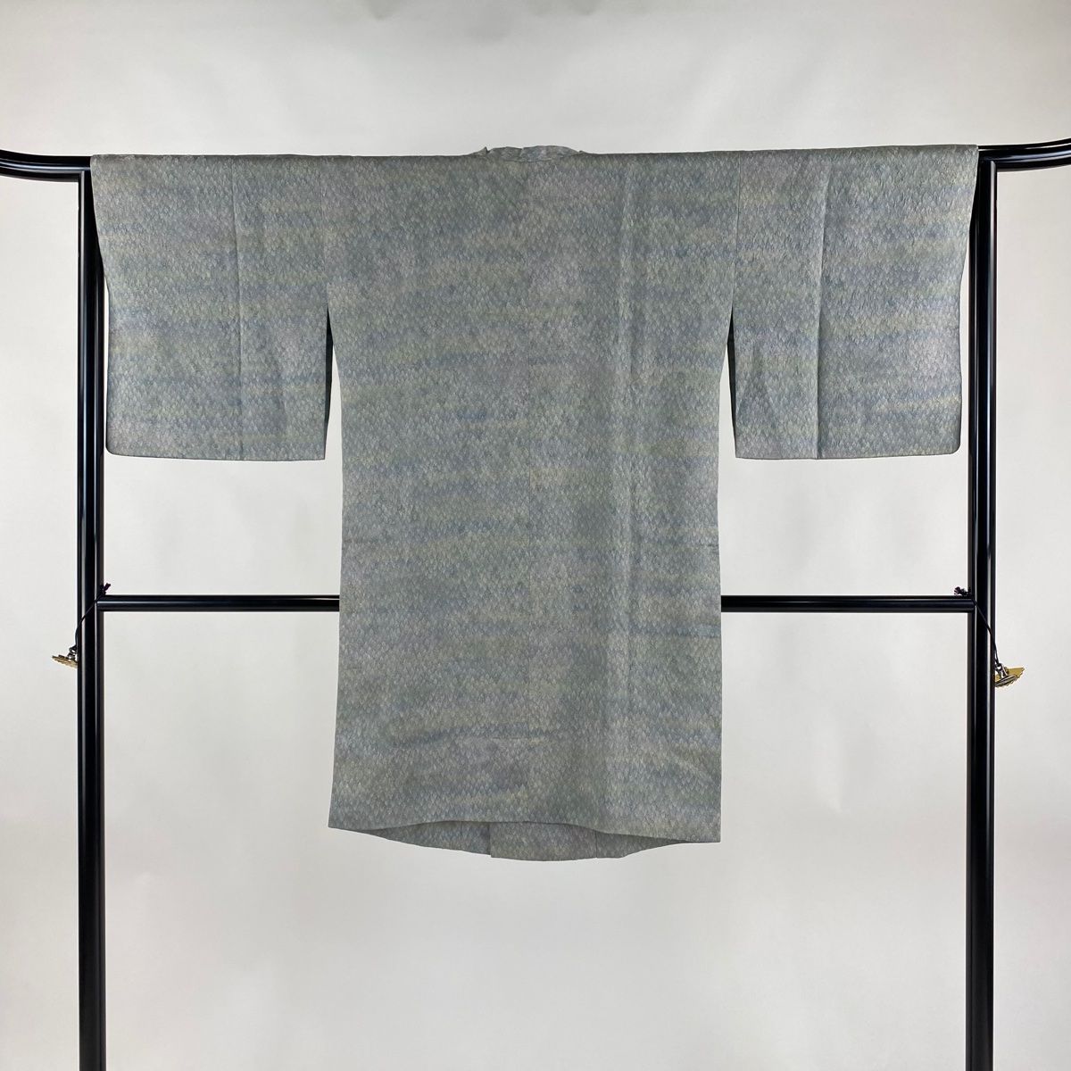 道行 身丈100cm 裄丈64cm M 和装コート 角衿 樹木 灰緑 正絹 美品 名品  