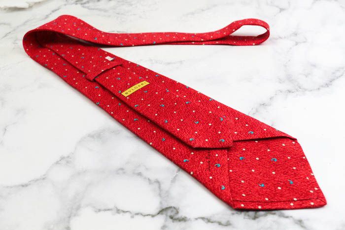 BVLGARI ブルガリ ネクタイ ドット レッド セッテピエゲ BVLGARI