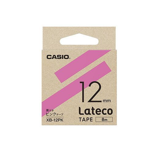 カシオ ラベルライター　Ｌａｔｅｃｏ XB-12PK ピンク　黒文字 1巻8m
