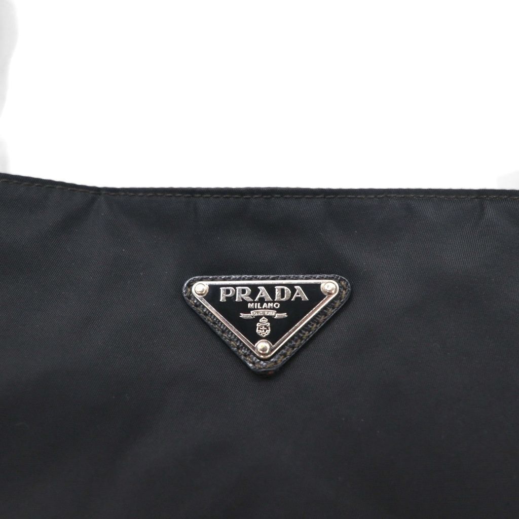 関税/送料込【PRADA】 ロゴプレート クロスボディバッグ PRADA クロスボディ ショルダーバッグ ブラック ナイロン