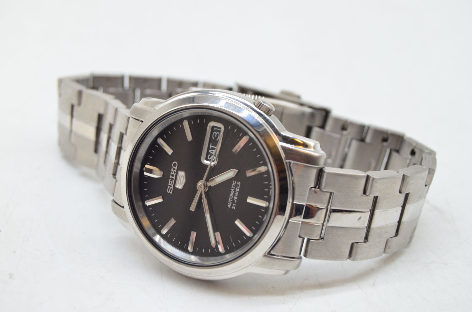 SEIKO セイコー 5ファイブ 腕時計 メンズ 動作良好 7S26-03S0 自動巻き シルバー 文字盤ブラック