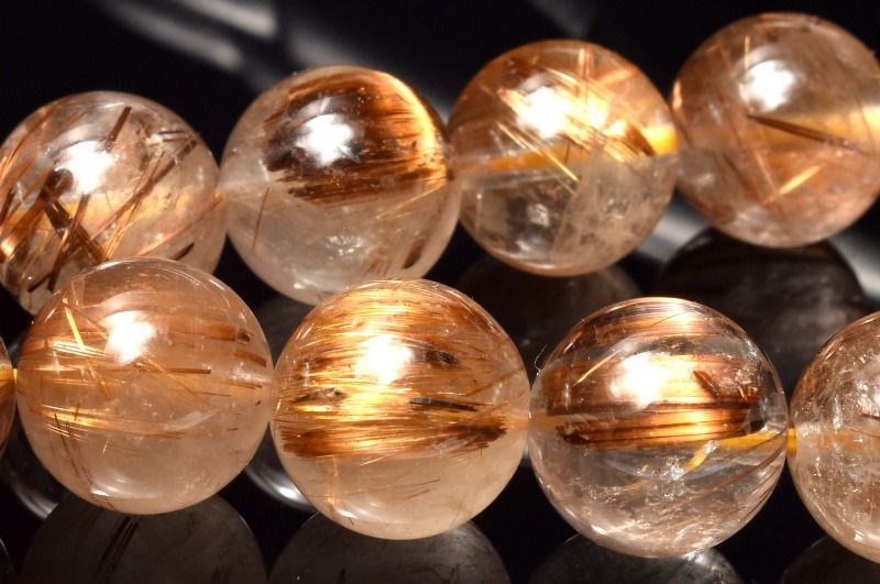 タイガーアイとルチルの10ミリパワーストーン・ブレスレット 強力な金