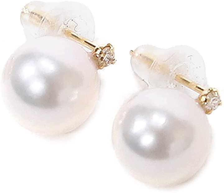 Atelier Rametto パール＆ダイヤモンドピアス イエローゴールド アコヤ真珠 7.5ｍｍ＋0.02cts K18YG