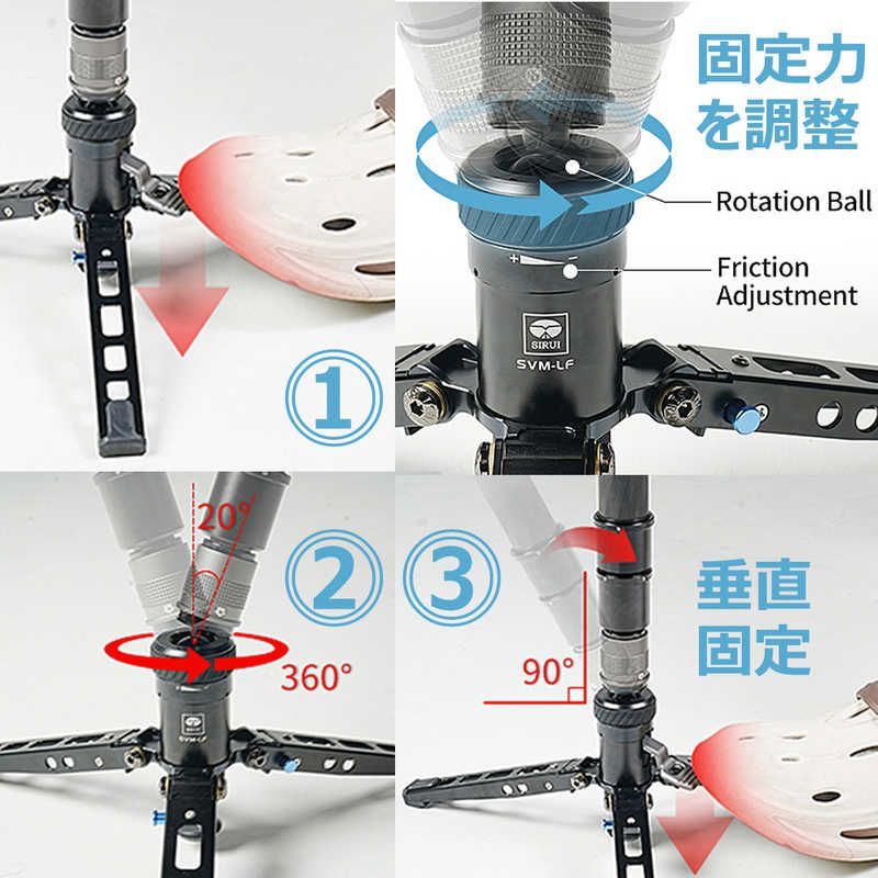  SIRUI ラピッドシステム自立型3段一脚用脚部 ペダル式 自立式 伸縮なし アルミ SVM-LF-JP 一脚 カメラアクセサリー