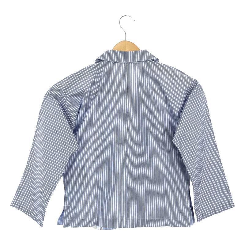 【美品】  COMME des GARCONS SHIRT girl / コムデギャルソンシャツガール | コットン 丸襟 アシンメトリー カシュクール ラップ ブラウス / シャツ ジャケット | S | ホワイト/ブルー系 | レディース 美品】 COMME des GARCONS SHIRT girl / コムデギャルソンシャツ