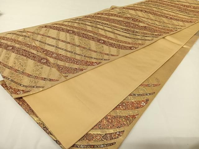 魅了された 平和屋着物●西陣の名門 加納幸謹製 六通柄袋帯 更紗花文 金糸 正絹 AABA4970np 全品送料無料！