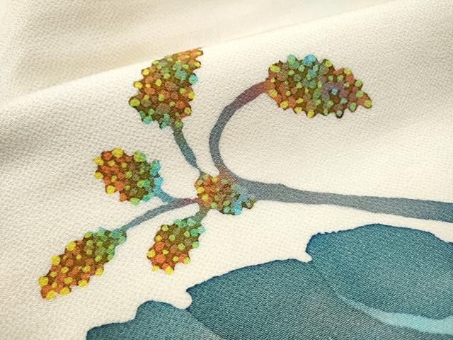 平和屋着物○九寸名古屋帯 ろうけつ染め 枝花文 鬼しぼ縮緬 枝