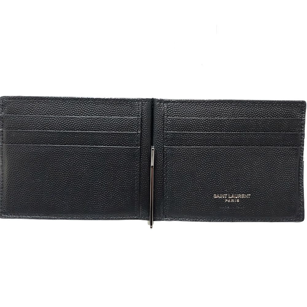 SAINT LAURENT ブラックレザー マネークリップ SAINT LAURENT PARIS サンローランパリ 購入 札入れ マネークリップ