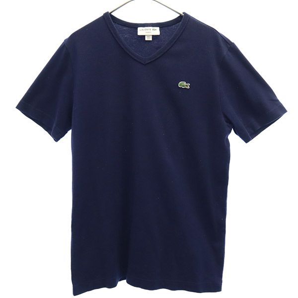 ラコステ 日本製 ロゴワッペン 半袖 Tシャツ S ネイビー LACOSTE V