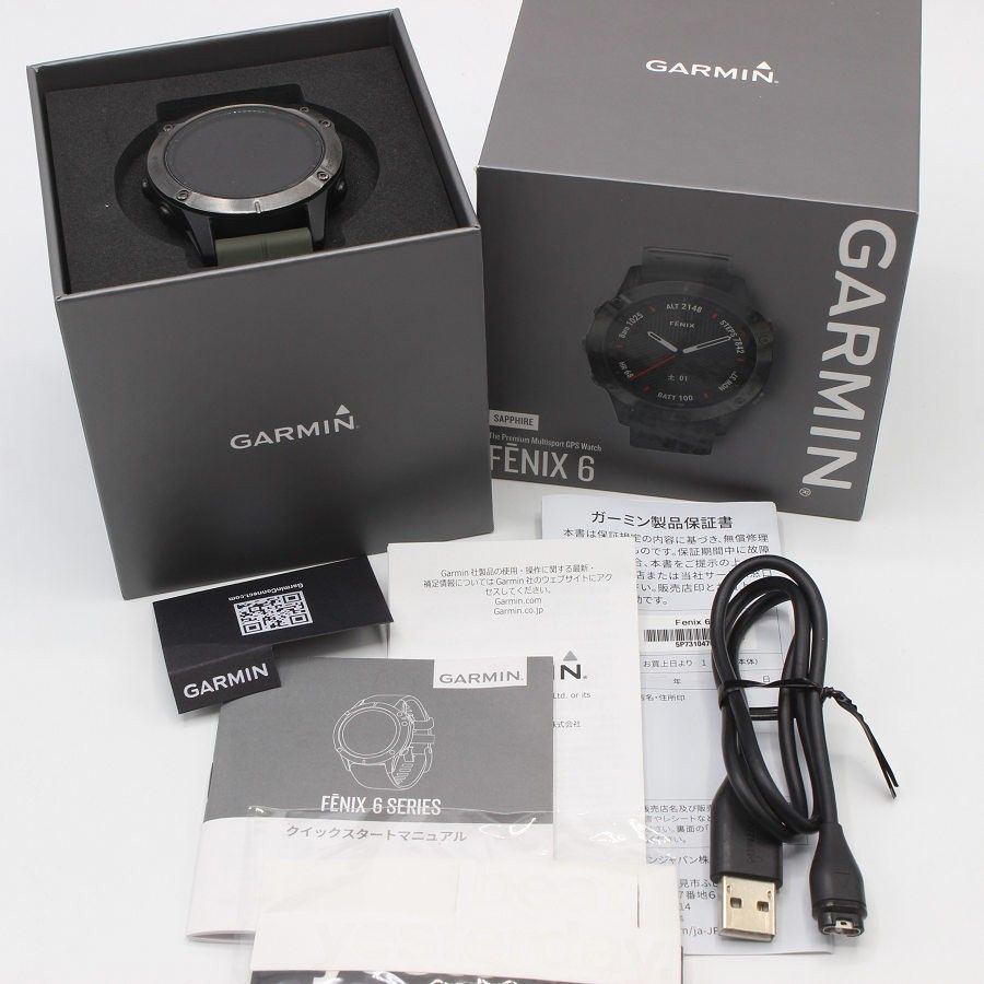 美品】GARMIN fenix 6 Sapphire Black 010-02158-43 スマート