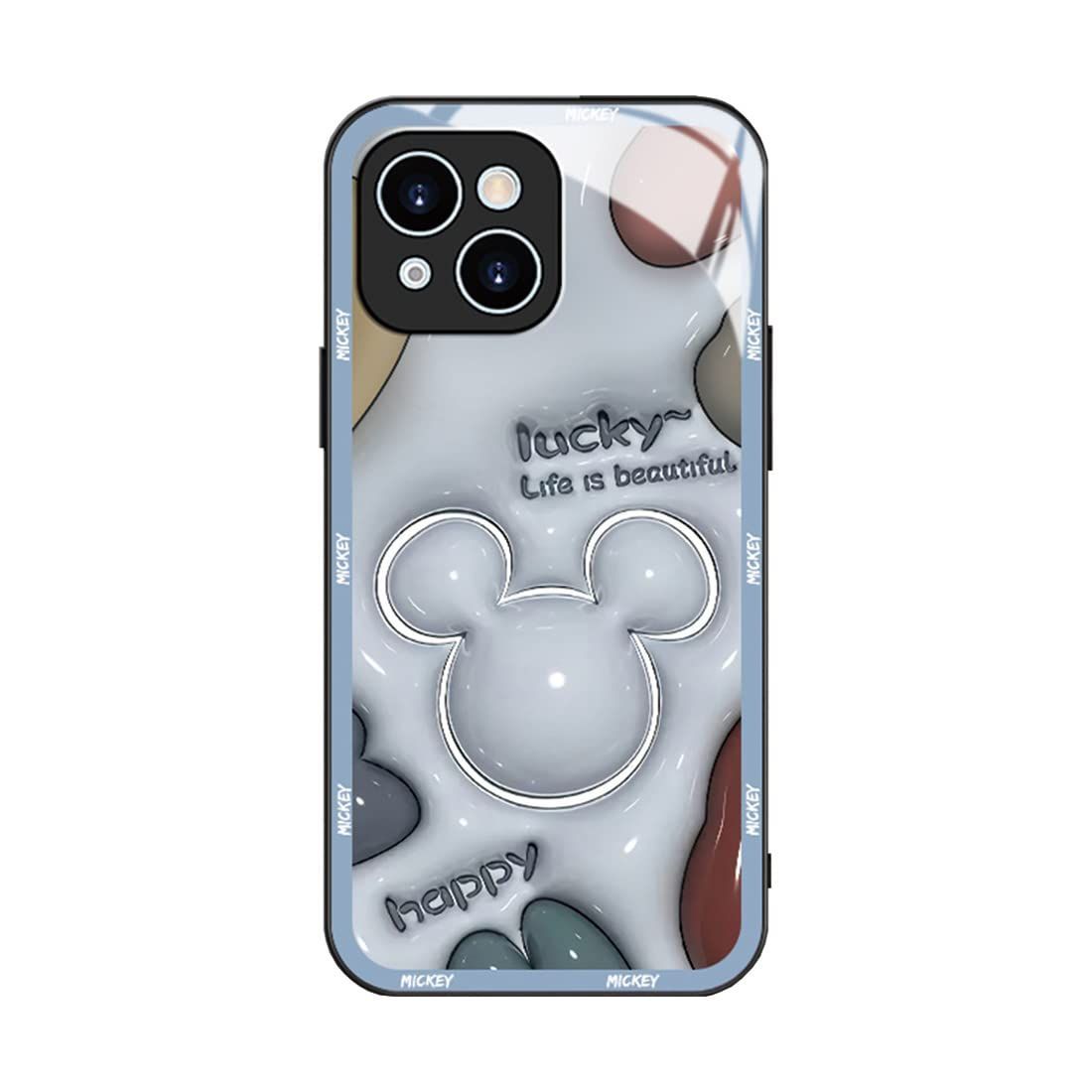 【数量限定】[GREDINO] iPhone14 用 ケース ミッキーマウス スマホケース iphone 14 用 全機種対応 シリカゲル ガラス製バックプレーン すり傷防止 指紋防止 耐衝撃 ミニー iphone14 ケース 携帯保護カ