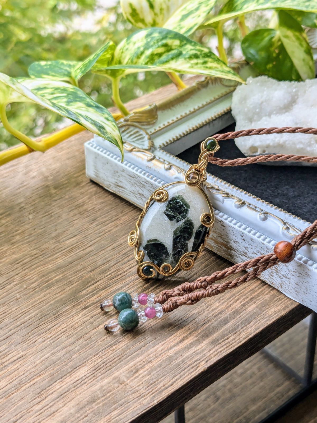 天然石 原石 トルマリン 水晶共生 クラスター ガーデンクォーツ