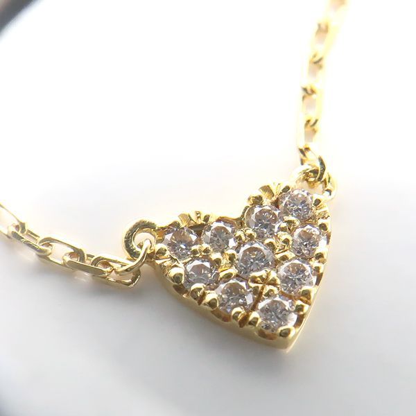 AHKAH ハートパヴェ ネックレス K18YG 1.2g ダイヤ 0.05ct 40c 美品 VC0104010100 アーカー ◆送料込◆質屋-4437Y