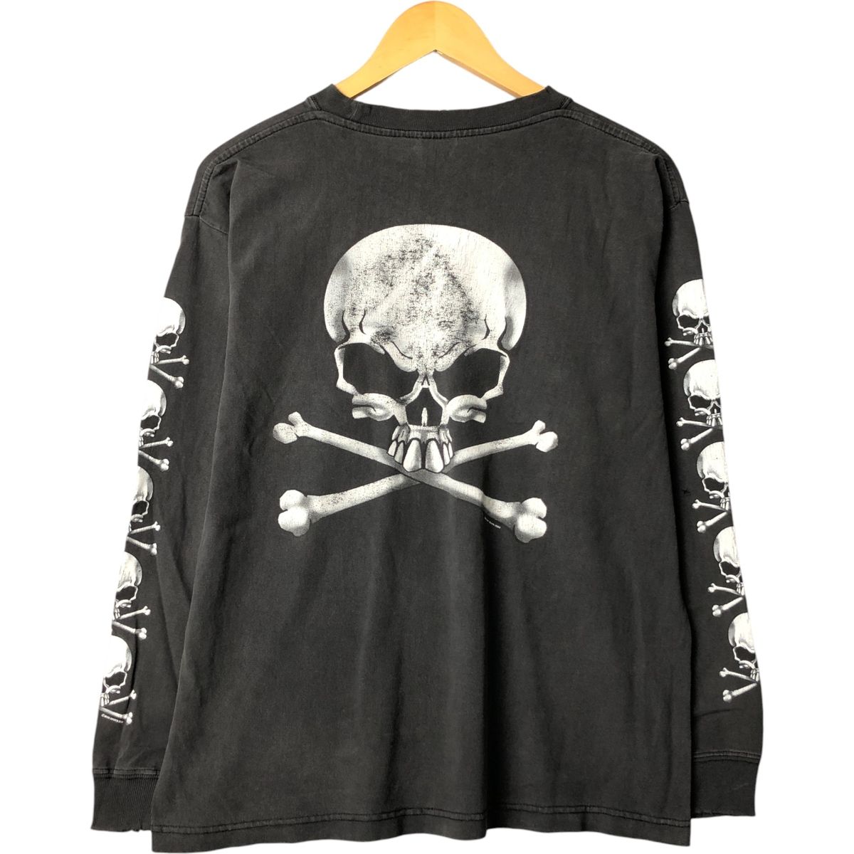 古着 00年代 LIGHTNING CLOTHING ドクロ柄 スカル柄 ロングTシャツ ロンT ロシア製 メンズM相当|eaa586525