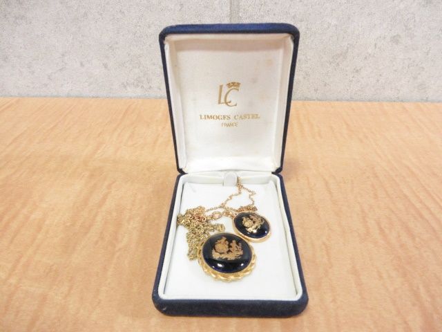 フランス LIMOGES CASTEL リモージュ ゴールド ネックレストップ③ VINTAGE - フランス LIMOGES CASTEL リモージュ ゴールド