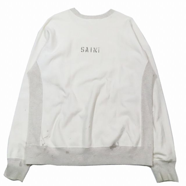 22SS セントマイケル SAINTMICHAEL SWEAT SHIRT COLLEGE トレーナー スウェット カレッジ ロゴ プリント 長袖  クルーネック カットソー プルオーバー XL アイボリー グレー SM-S22-0000-039/10 メンズ - メルカリ