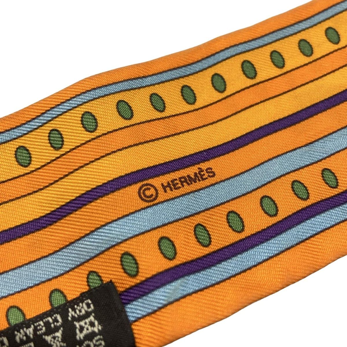 HERMES(エルメス) スカーフ ツイリー オレンジ×ダークブラウン