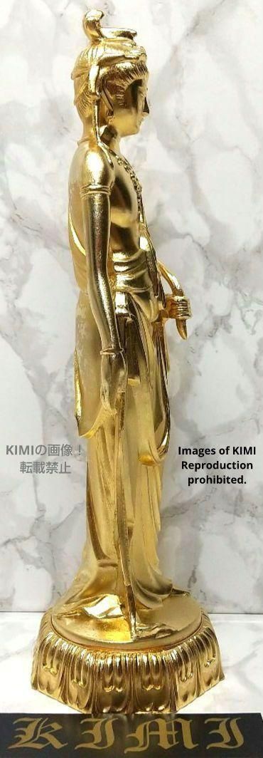 仏像 聖観音菩薩 合金 19cm 仏師 牧田秀雲作 高岡銅器 置物 開運 繁盛