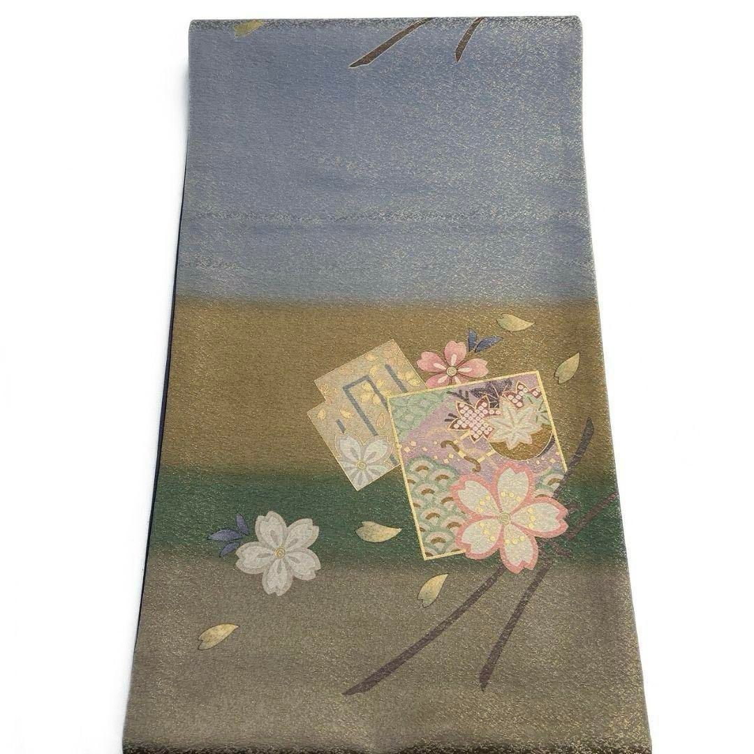 袋帯 金通し 金彩 源氏香 桜花模様 着物 052a p - メルカリ 