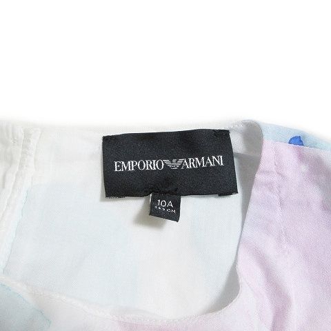 エンポリオアルマーニ EMPORIO ARMANI 美品 ノースリーブ ワンピース ひざ丈 女の子 10A 142cm 子供服 キッズ 水彩プリント  Aライン ホワイト系 X - メルカリ