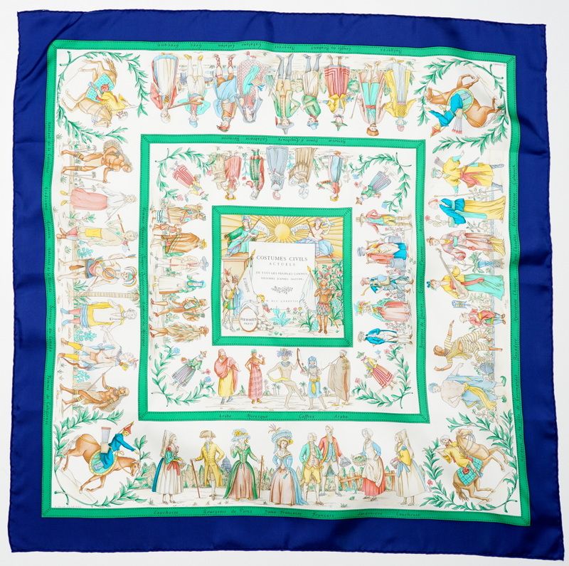 エルメス　HERMES スカーフ COSTUMES CIVILS ACTUELS HERMES Silk Costumes Civils Actuels Scarf 90 826142