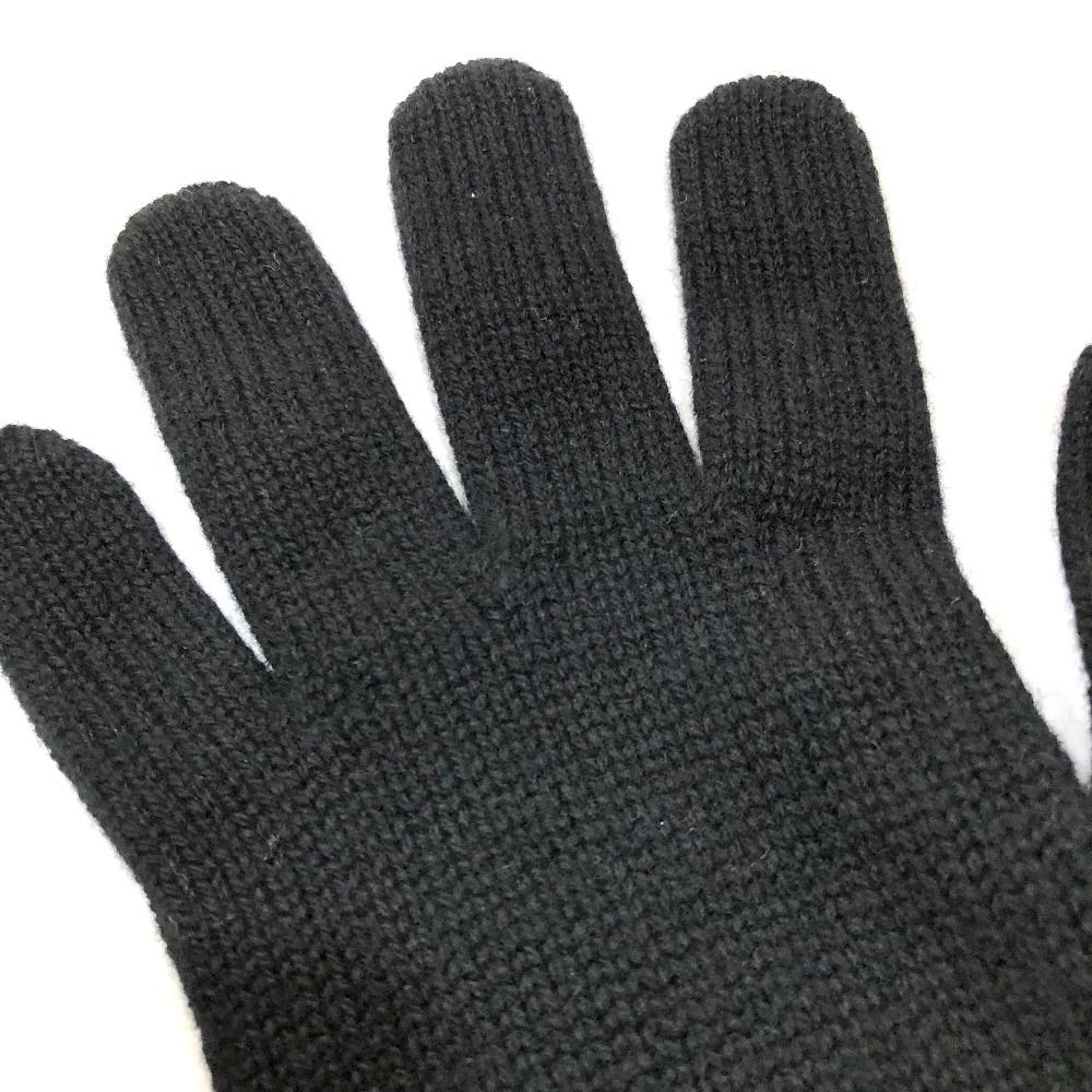 バーバリー ロゴインターシャ カシミアグローブ 手袋 ブラック