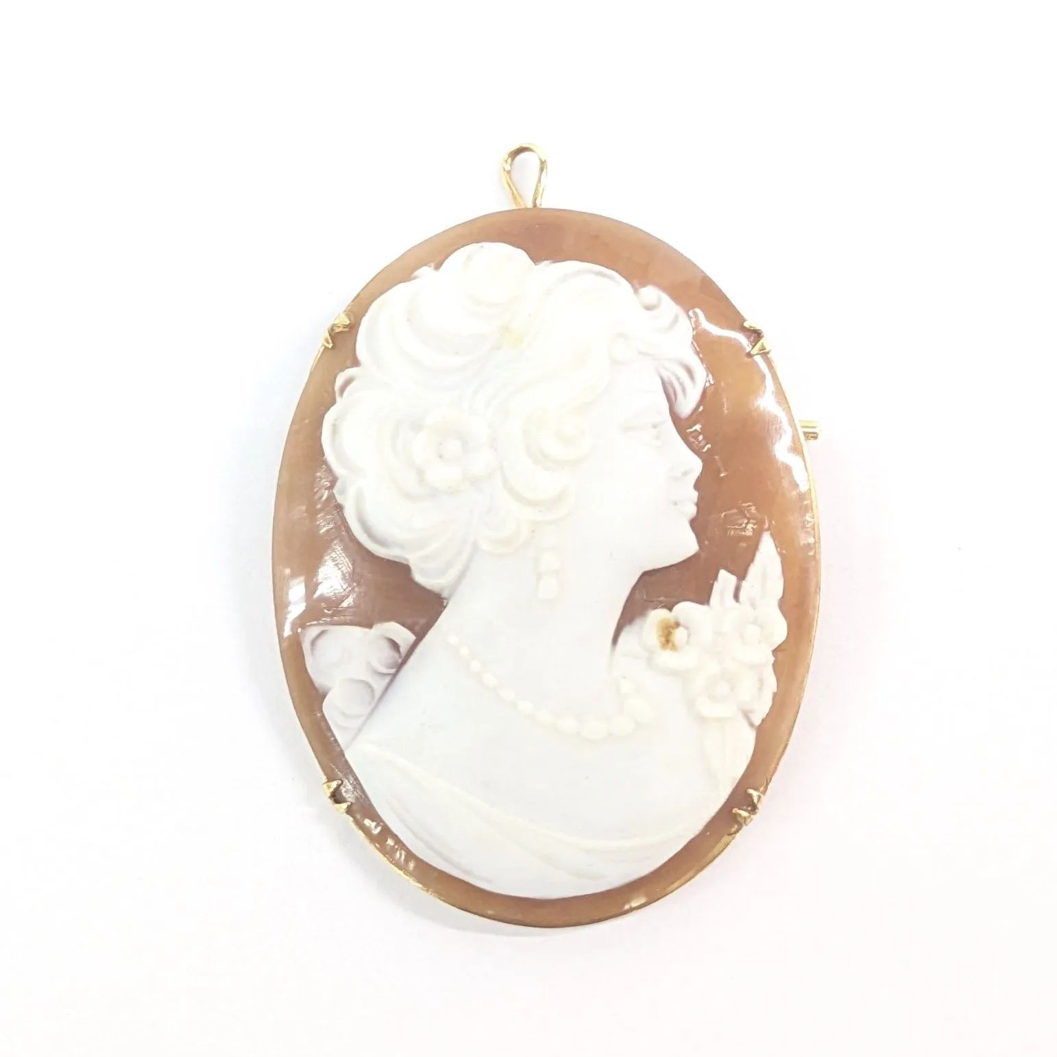 K18 チェーンネックレス vintageシェルカメオ 枠K18（合計3g） 楽天