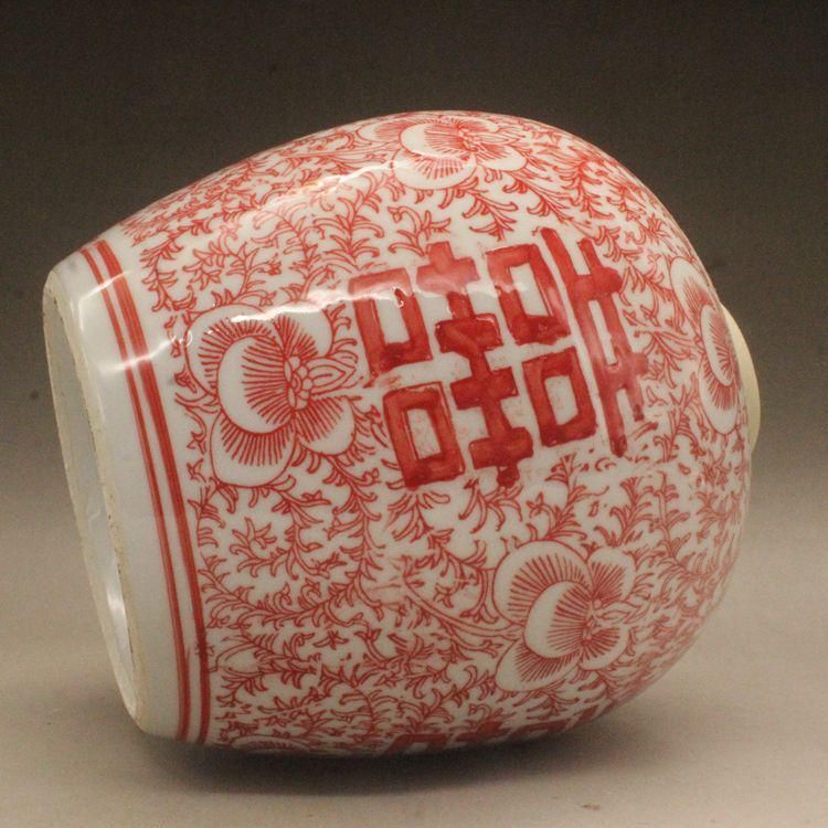 清光緒釉里紅双喜茶壺  景徳鎮 陶磁器 装飾品 現代工芸品美術品 置物 清光緒釉里紅双喜茶壺 景徳鎮 陶磁器 装飾品 現代工芸品 美術品