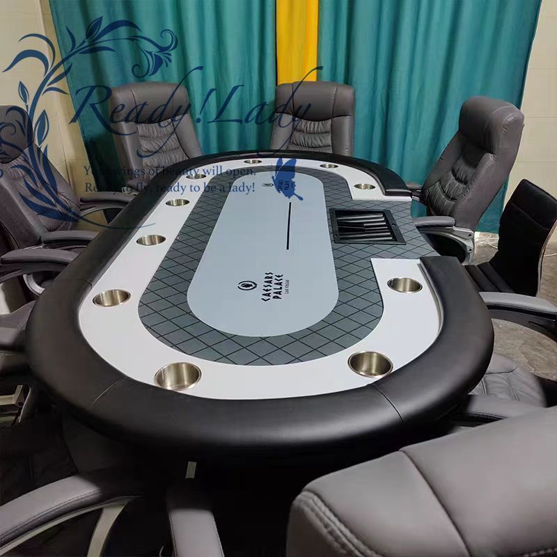 10人用 ポーカーテーブル 楕円形 ホールデムサイコロ カジノ テキサスホールデム カップホルダー付き 240*120cm PK4235