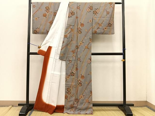 着物10 1円 花美人着物□色無地 反物 着尺 鱗洸ちりめん 薄 ♪八掛地反物 4種4反　未使用