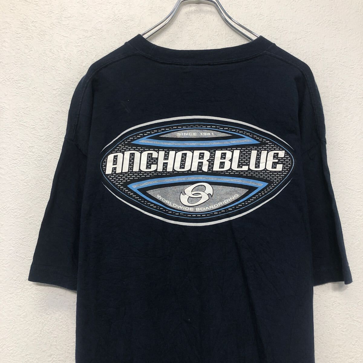anchor blue 半袖 プリント Tシャツ XL ネイビー ビッグサイズ バックプリント クルーネック 古着卸 アメリカ仕入 a605-6675