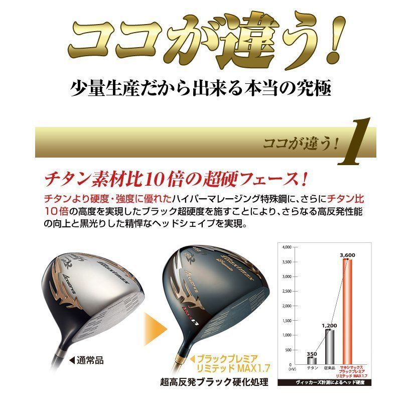 マキシマックス ゴルフ ドライバー 45インチ WORKS ブラックシリーズⅡ ワークスゴルフ クラブ メンズ 超高反発 ◎新品◎ワークス 適合限界 : ブラック プレミア |
