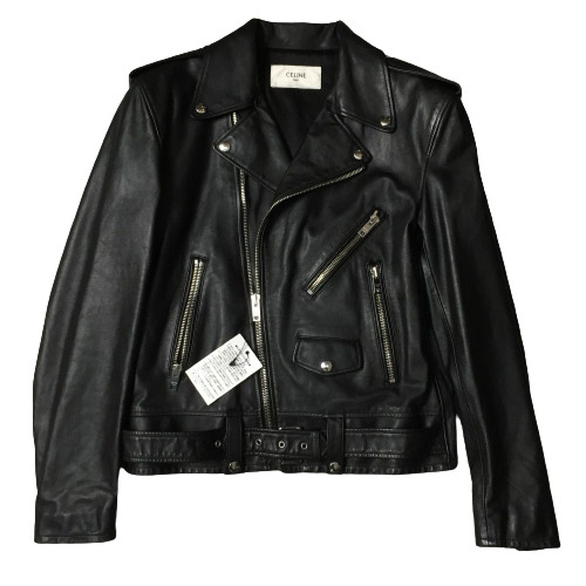 CELINE セリーヌ by Hedi Slimane クラシックバイカージャケット 48 美 