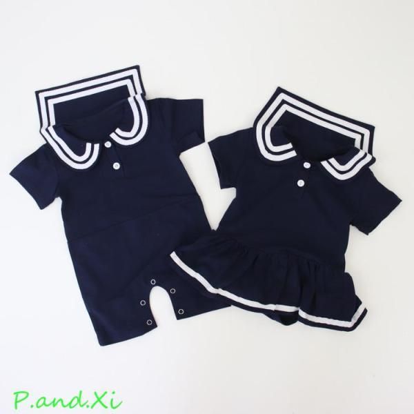 兄弟コーデ 兄弟リンク ロンパース ワンピース ドレス ベビー 赤ちゃん ベビー服 子供服 子ども服 服 子ども 子供 兄弟 お揃い 男の子 女の子 半袖 夏 min#