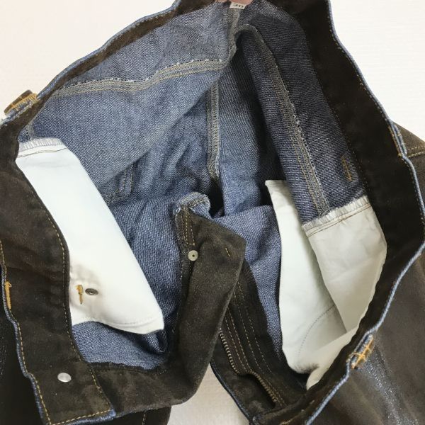 希少★クイックシルバー/QUIKSILVER★粉末牛革/レザーパウダー/デニムパンツ【W30/股下82cm/茶系/brown/ストレート】 希少☆クイックシルバー/QUIKSILVER☆粉末牛革/レザーパウダー/デニム