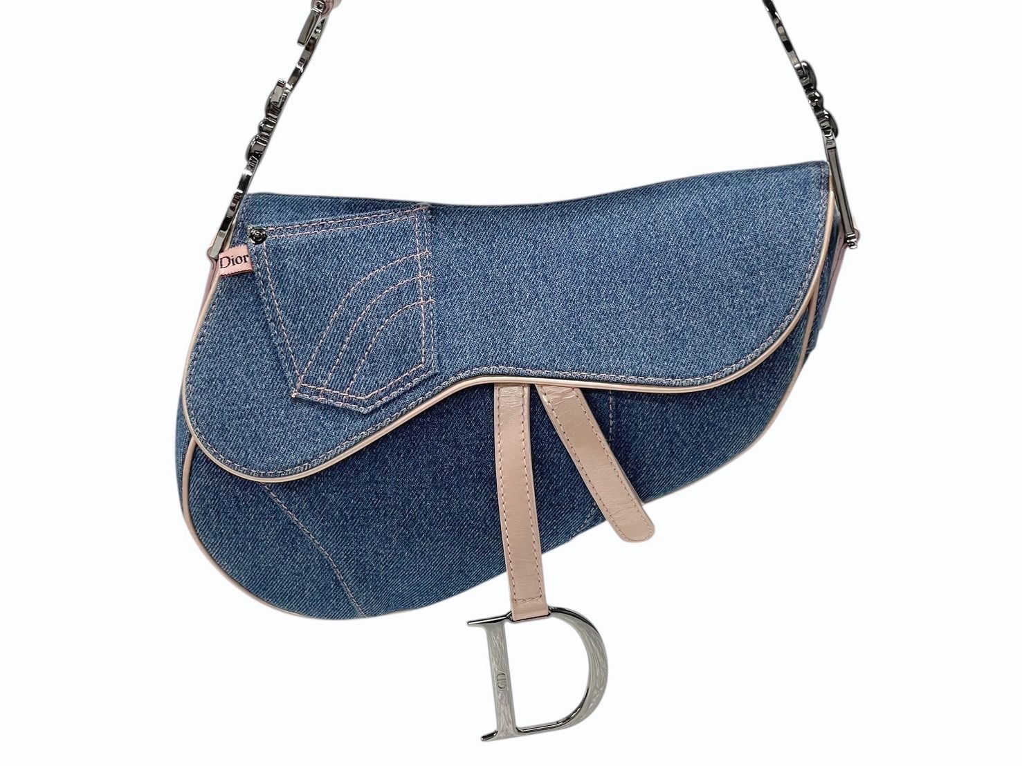 CHRISTIAN DIOR クリスチャンディオール サドルバッグ ワンショルダーバッグ ガリアーノ期 デニム ピンク 4b008334