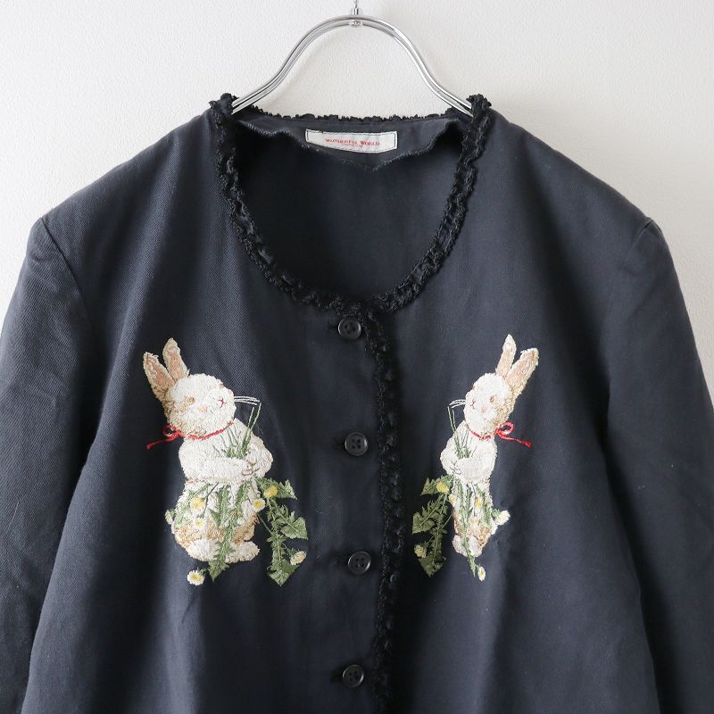 ワンダフルワールド カネコイサオ フラワーモチーフ付き ツイード