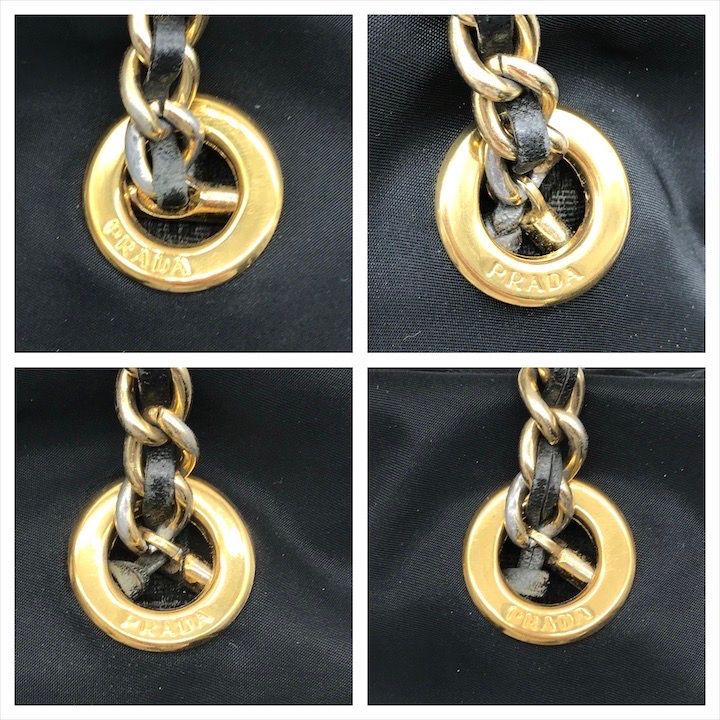 PRADA プラダ 三角ロゴ テスート ナイロン チェーン ショルダー バッグ ブラック ブランド レディース 鞄 m14067 PRADA - PRADA プラダ 三角ロゴ テスート ナイロン チェーン
