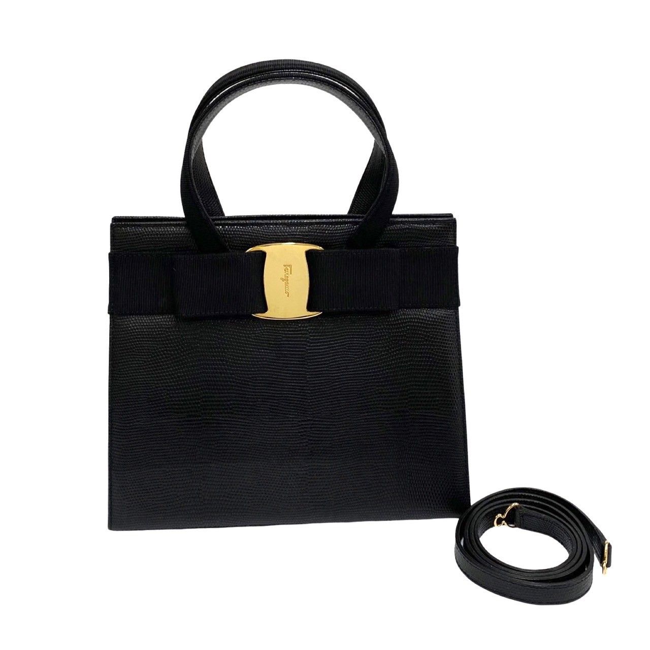 極 美品 Salvatore Ferragamo サルヴァトーレフェラガモ ヴァラリボン
