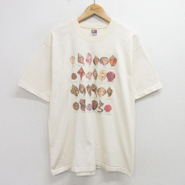 L/古着 フルーツオブザルーム 半袖 ビンテージ Tシャツ メンズ 00s 貝殻 コットン クルーネック 生成り 24jul01 中古