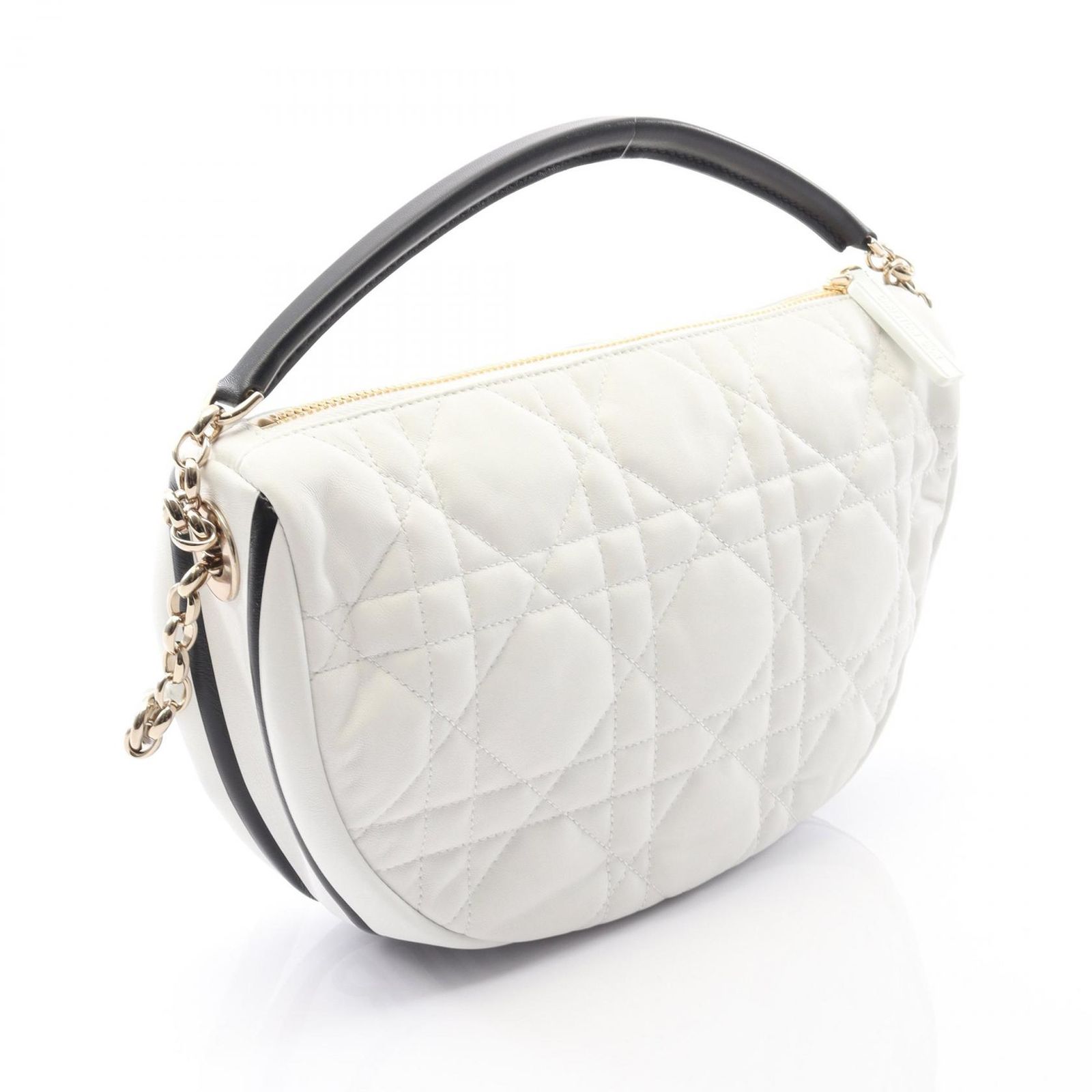 ディオール Dior ハンドバッグ VIBE ヴァイブ ミディアム ホーボー カナージュ ホワイト レザー DIOR VIBE ミディアム ホーボーバッグ レディース Used A