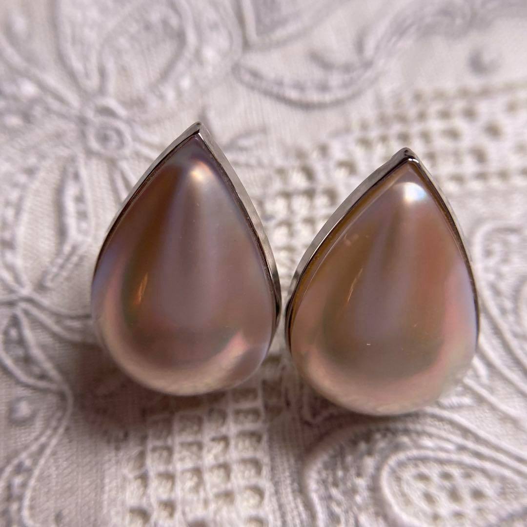 ほんのりサクラピンクのマベパール イヤリング